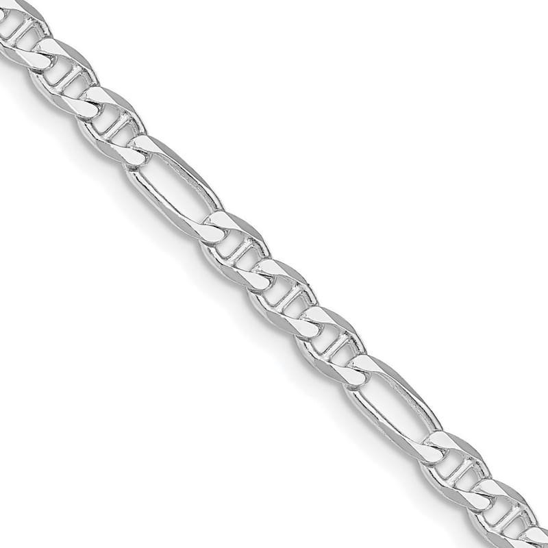 Curata 925 Sterling Silver Rhodium Italian 3.75mm Figaro Mariner Anchor Chain Necklace For Men