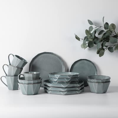 TABLE 12 16-Piece Dinnerware Set, Stonewashed Dinnerware Set for 4