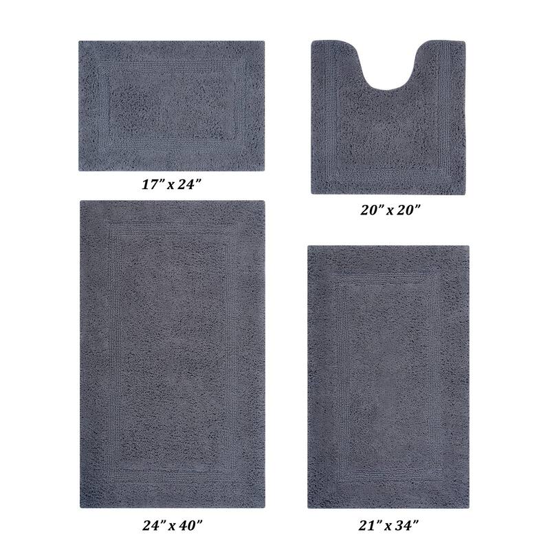 Better Trends Bath Rugs 100% Cotton Reversible Highly Water Absorbent Bathroom Rug for Shower, Sink, Bath Mats - Lux Collection