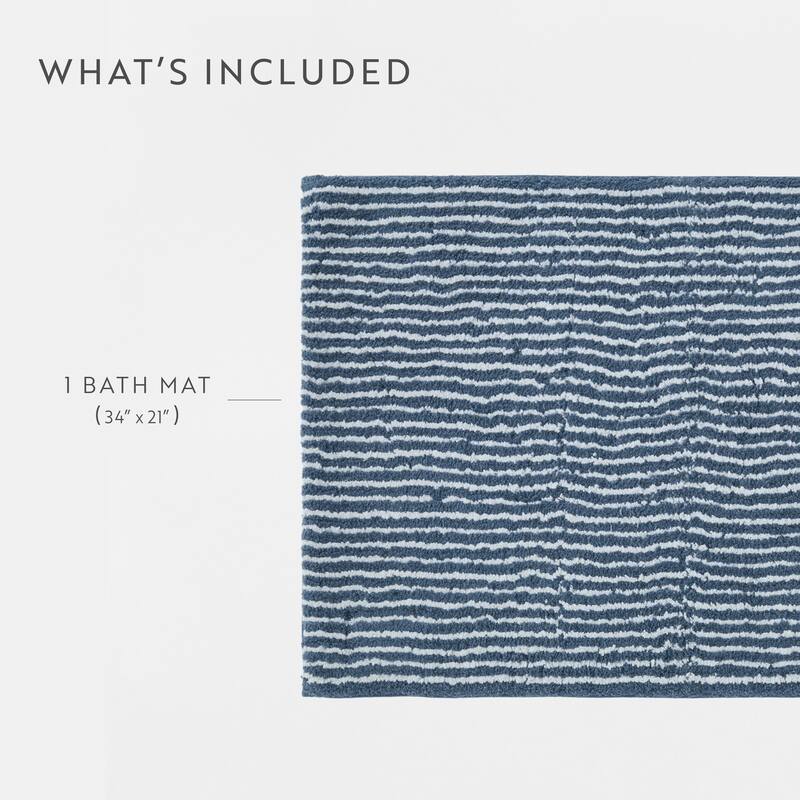 Becky Cameron 100% Cotton Pinstripe Patterned Bath Mat