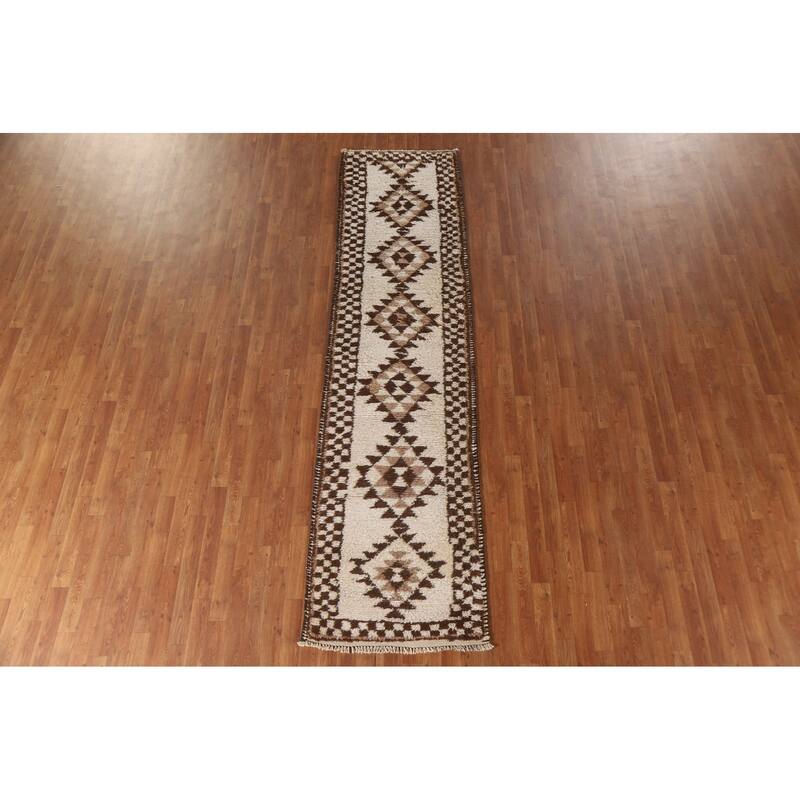 Anatolian Beige Turkish Runner Rug Handmade Oriental Wool Carpet - 2'8"x 10'8"
