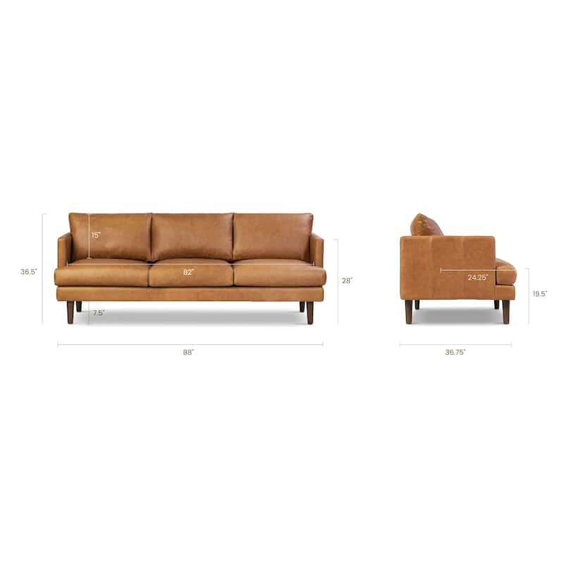Poly & Bark Girona 88" Sofa - Full Grain Genuine Italian Leather