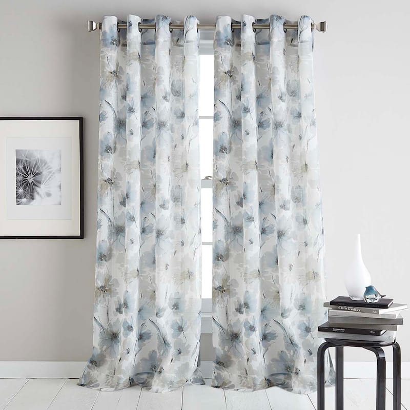 DKNY Modern Bloom Single Curtain Panel - 84 Inches - Linen