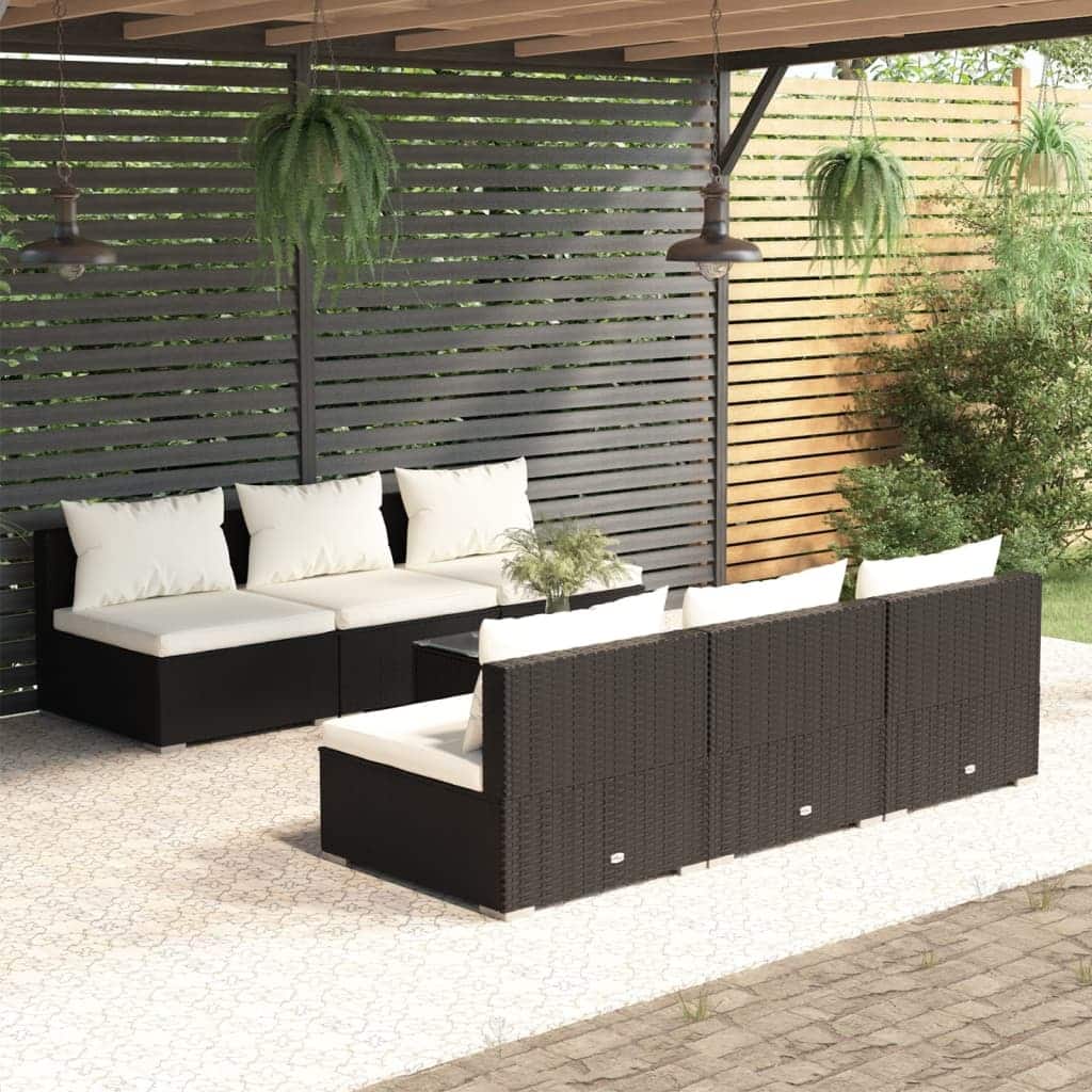 vidaXL Patio Lounge Set Outdoor Sectional Sofa Set Table Garden Poly Rattan - 27.6" x 27.6" x 23.8"