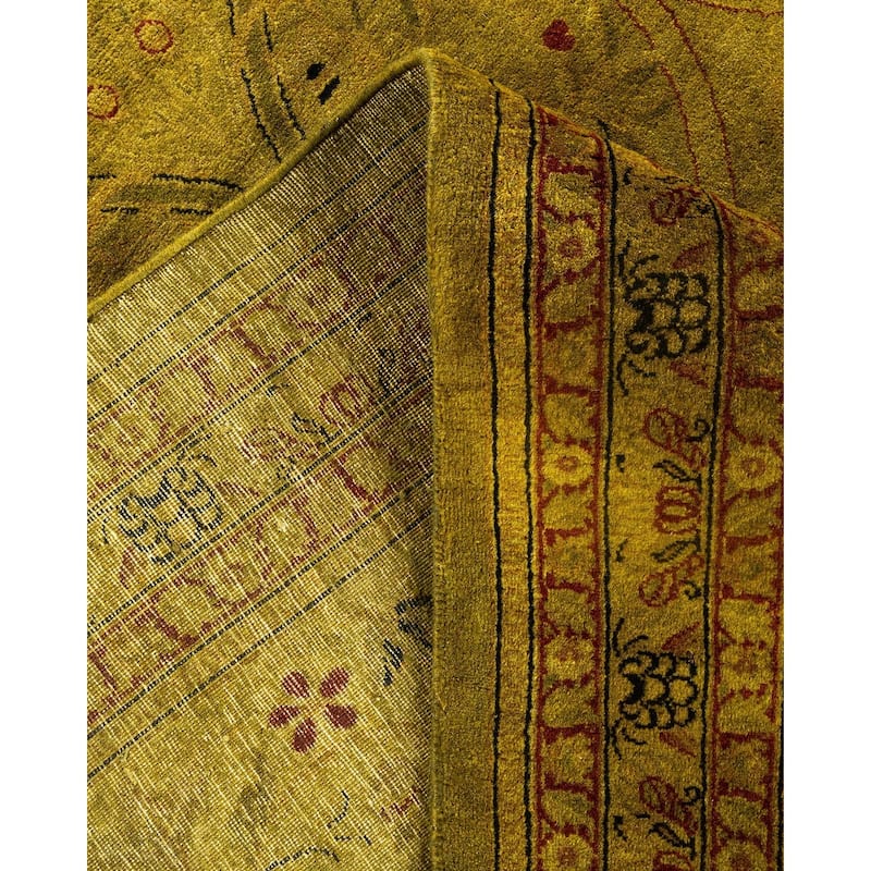 Overton Hand Knotted Wool Vintage Inspired Modern Contemporary Overdyed Green Area Rug - 9' 2" x 12' 4"