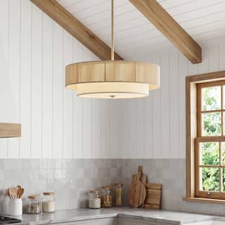 CO-Z 18 in 4-Light Dimmable Semi Flush Mount Fabric Ceiling Light Pendant - 18"