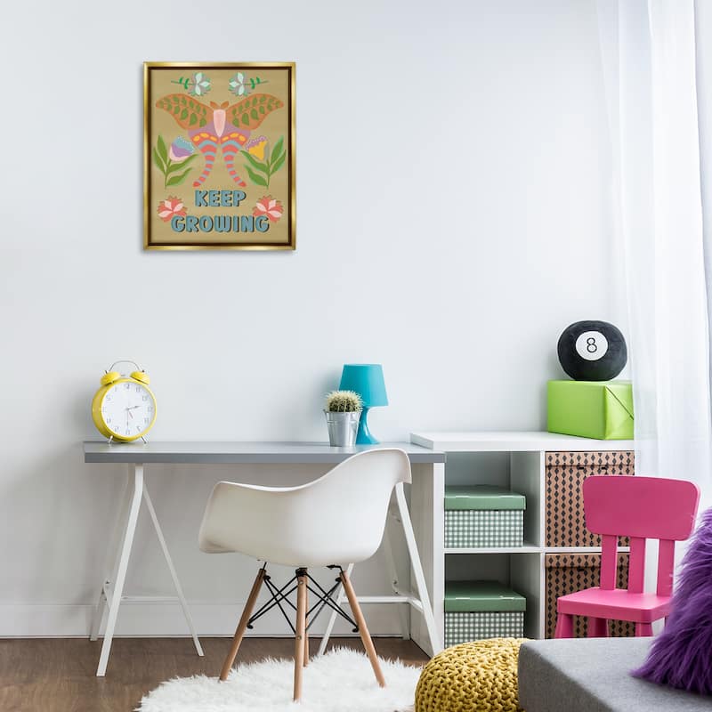 Stupell Keep Growing Butterfly Framed Floater Canvas Wall Art Design By Julia Fox