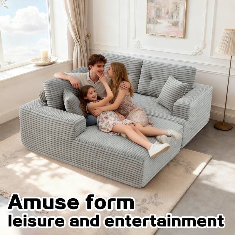 Rossetta Modern Minimalist Style L-Shape Compressed Corduroy Sectional Sofa with Left-Facing Chaise