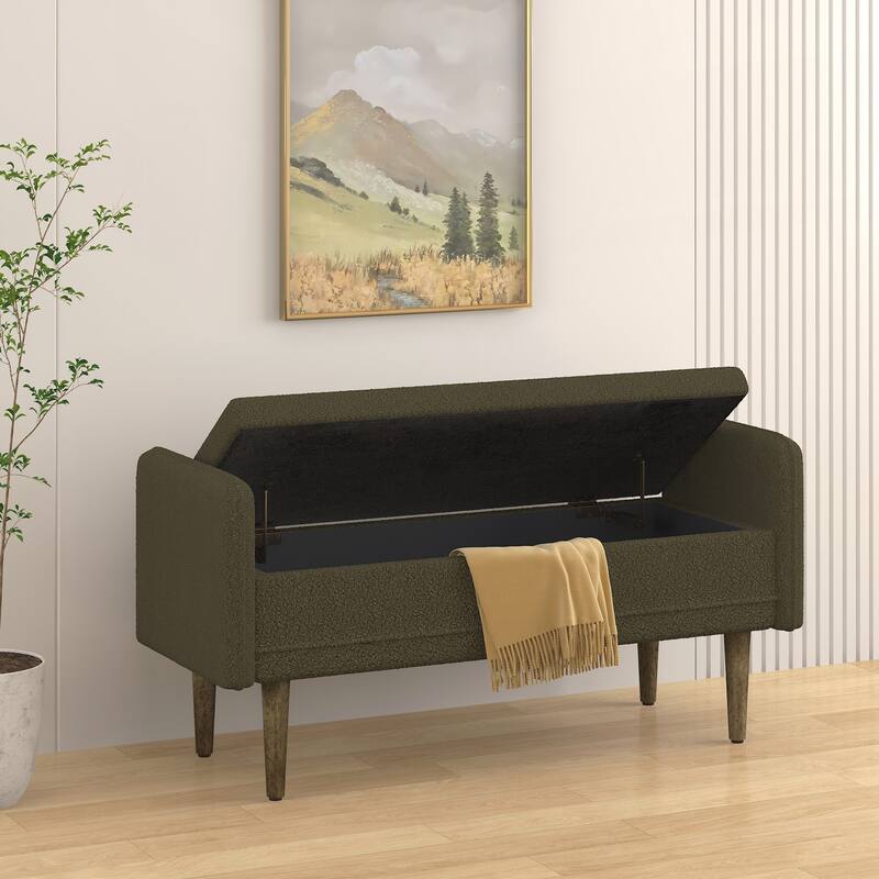 Storage Soft Bench with Armrests for Living Room, Entryway and Bedroom