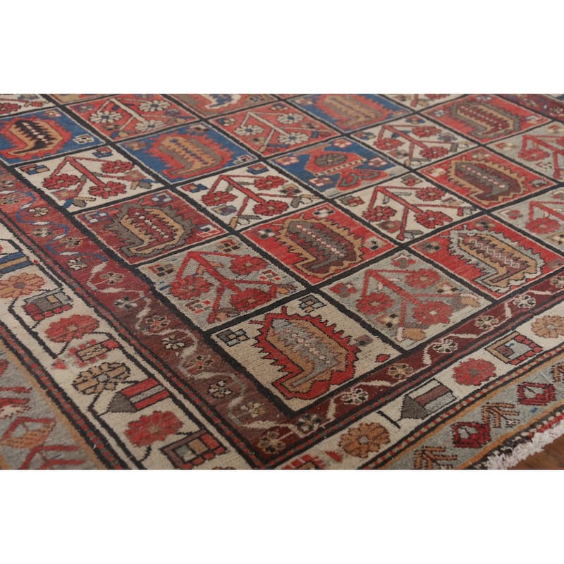 Garden Design Bakhtiari Vintage Persian Rug Handmade Wool Carpet - 6'10" x 9'4"