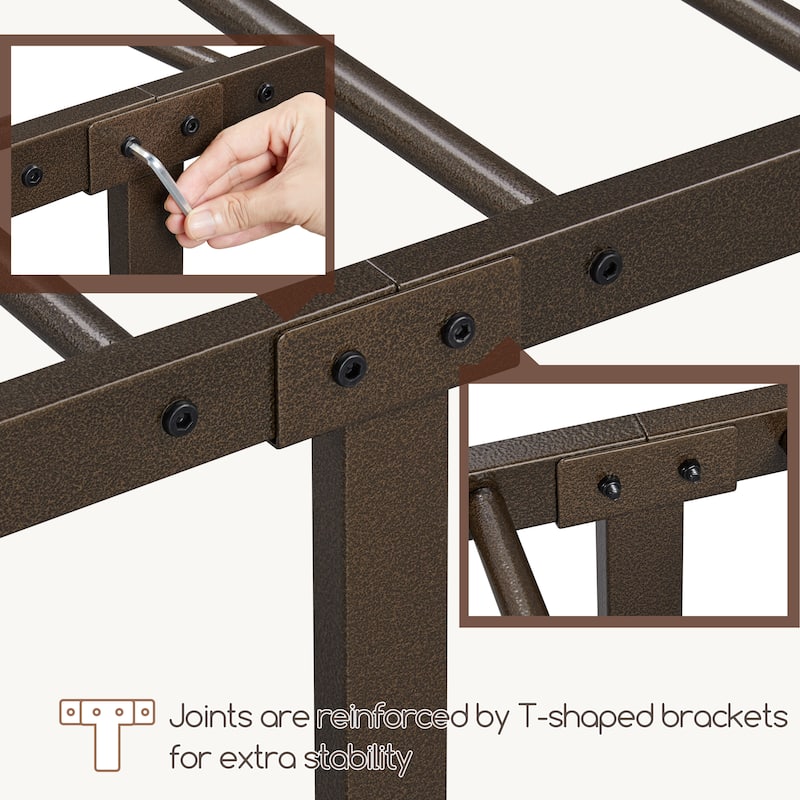 Yaheetech Classic Iron Platform Bed with High Headboard and Footboard Strong Metal-Framed Bed