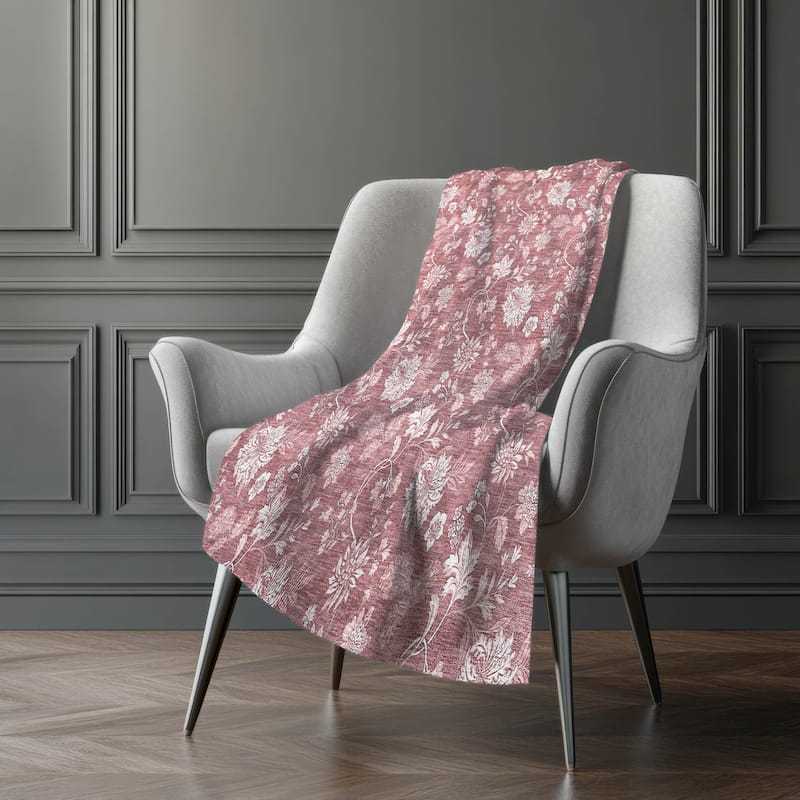 Premium Machine Washable Traditional Floral Sherpa Throw Blanket