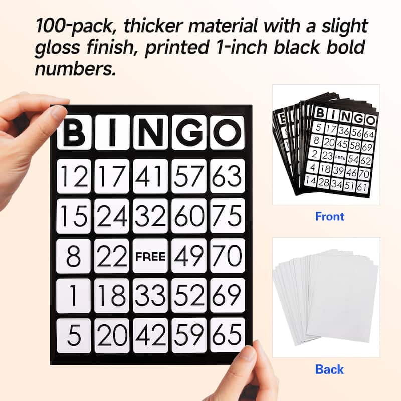 GSE™ 100Pack EZ Readers Large Bingo Cards, Reusable Bingo Sheets