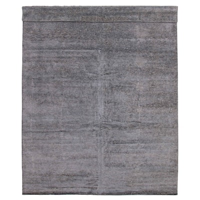 ECARPETGALLERY Hand-knotted Loreto Grey Silk Rug - 9'10 x 13'9
