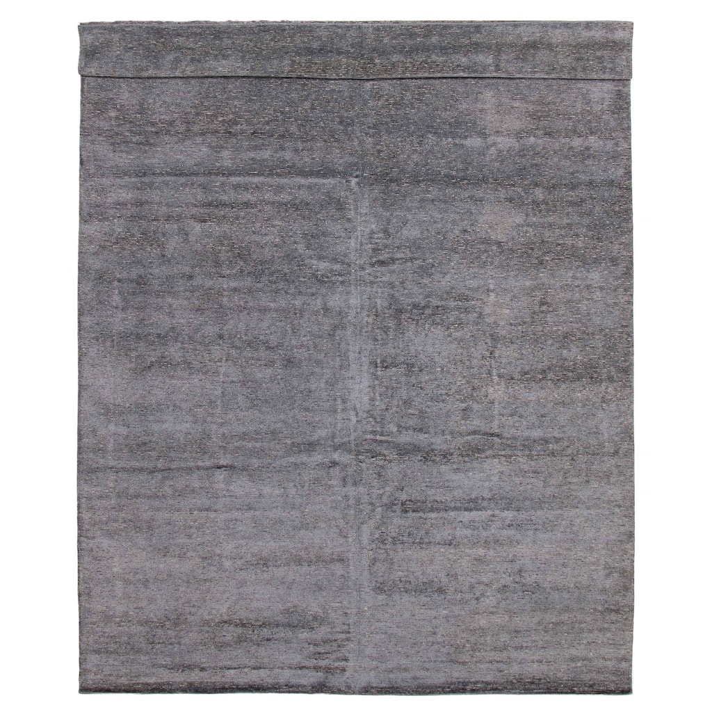 ECARPETGALLERY Hand-knotted Loreto Grey Silk Rug - 9'10 x 13'9