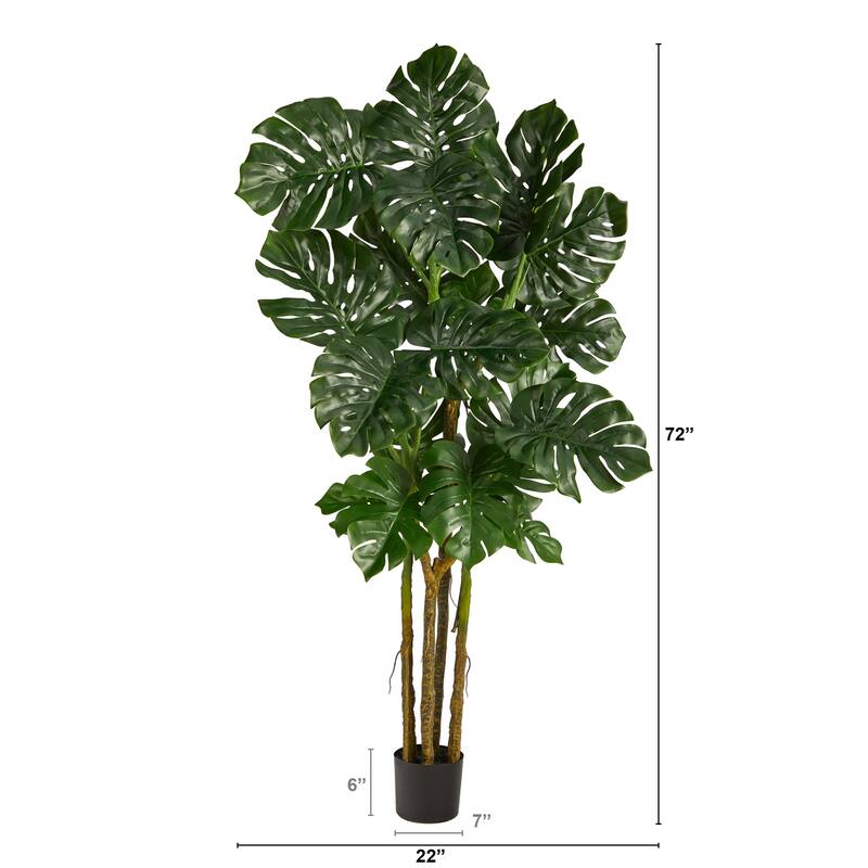 Modern Artificial Monstera Tree - 6ft Fake Plant Indoor Décor, Realistic Faux Tree, Home Office Living Room