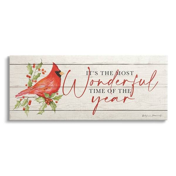 slide 2 of 10, Stupell Most Wonderful Time Cardinal Canvas Wall Art by Stephanie Workman Marrott 24 x 10