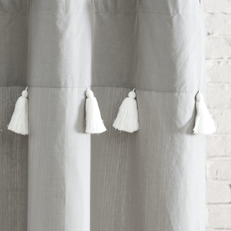 Porch & Den Onassis Modern Stripe Tassel Shower Curtain