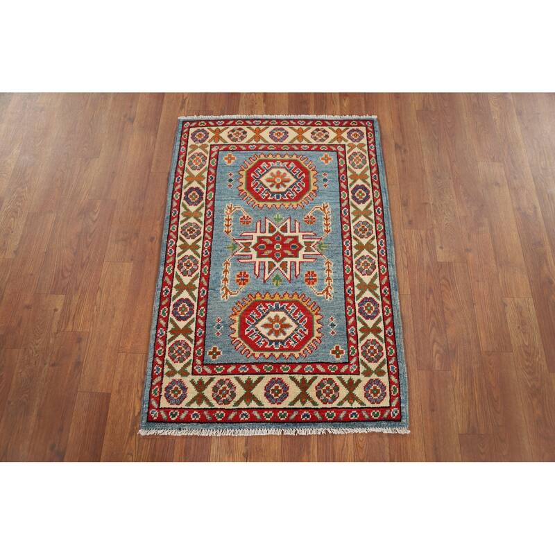 Blue Kazak Accent Rug Handmade Wool Carpet - 2'1" x 3'1"