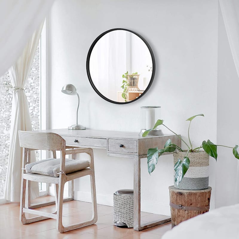 Round Mirror Wall Mounted, Circle Bathroom Vanity Wall Mirror with Metal Frame - 16/20/24/30/32/36"