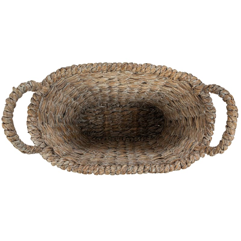 Various Woven Water Hyacinth and Rattan Dip Dyed Baskets, Set of 5 - 22.0"L x 16.0"W x 18.5"H