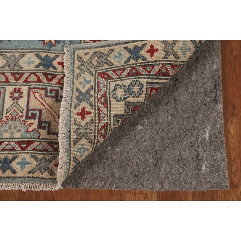 Light Blue Kazak Area Rug Handmade Traditional Wool Carpet - 6'9" x 9'2"