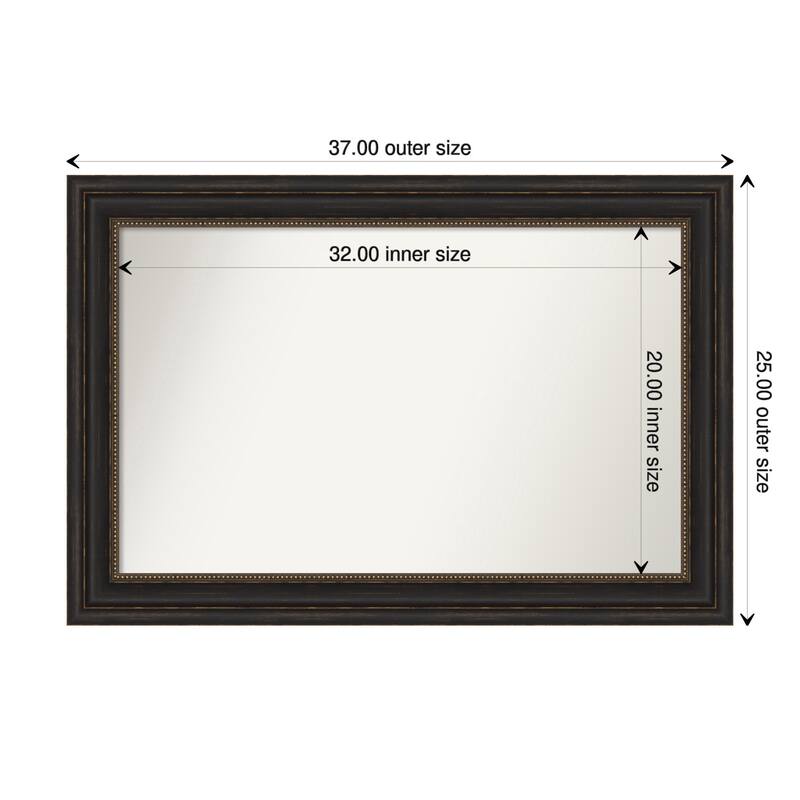 Accent Bronze Framed Non-Beveled Custom Wall Mirror, Bathroom Vanity Mirror - Outer Size: 37 x 25