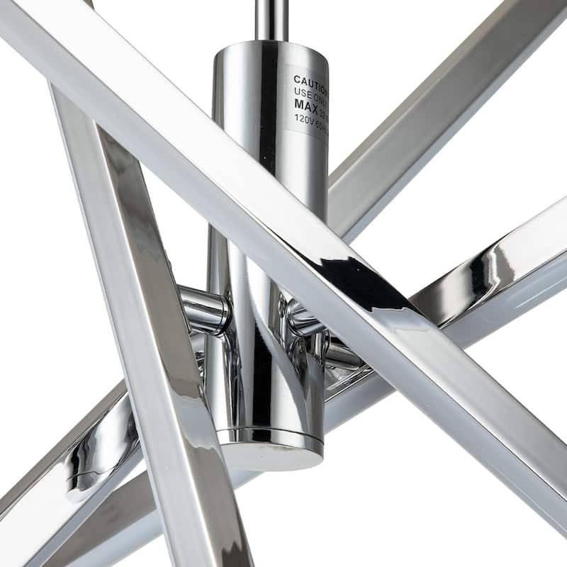 4-Light Modern Linear Pendant Island Lighting Sputnik Dimmable Integrated LED Chandelier for Dining Room