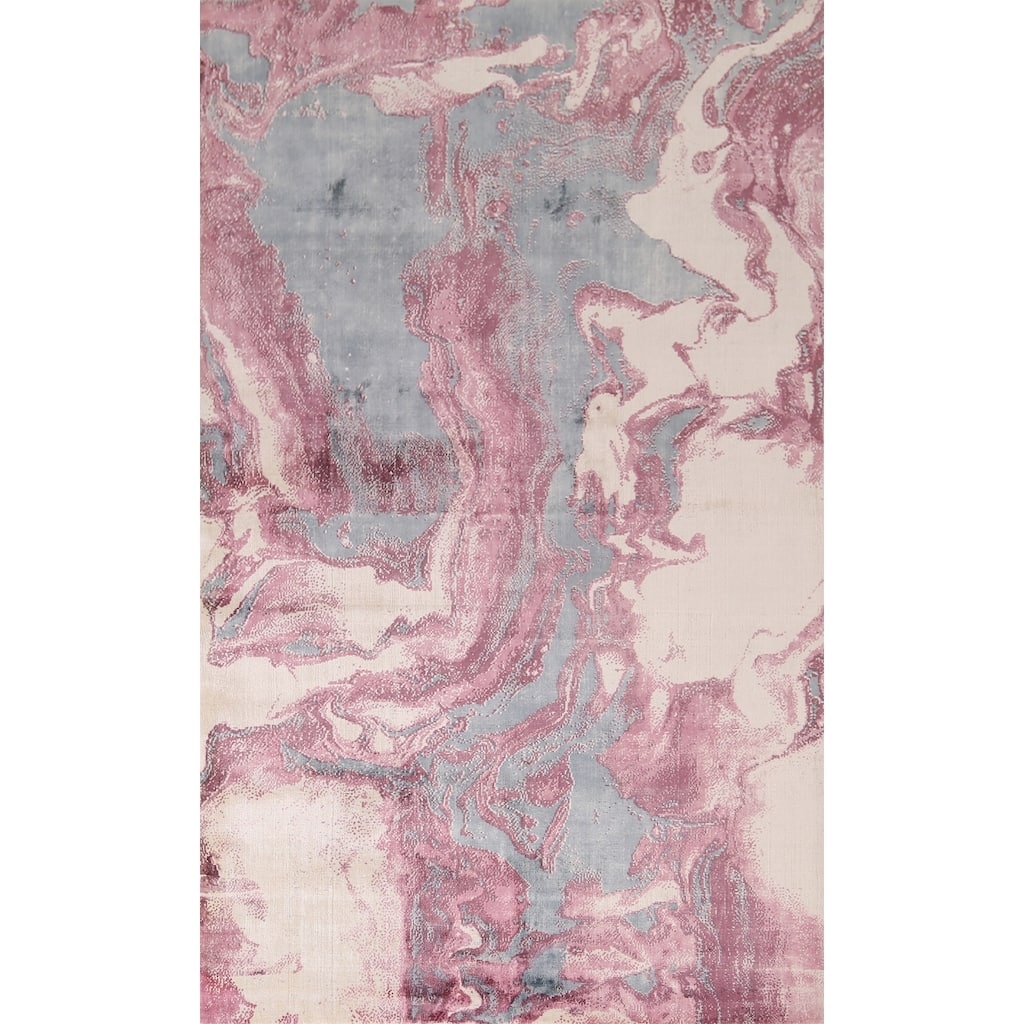 Contemporary Abstract Indian Area Rug Handmade Wool Carpet - 5'1"x 8'0"