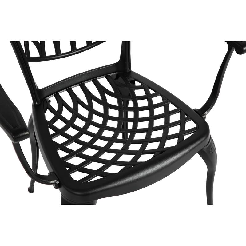 Aluminum Bistro Table and Chairs Set wUmbrella Hole(2 Chairs 1 Table)
