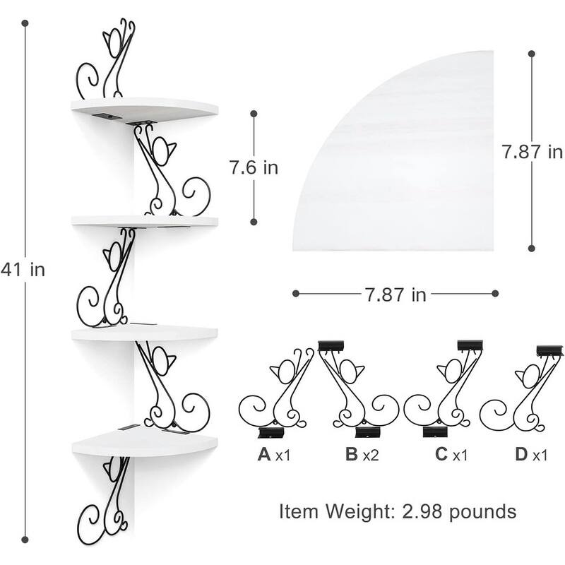 4 Tier Floating Shelves for Wall Rustic Wood Decor