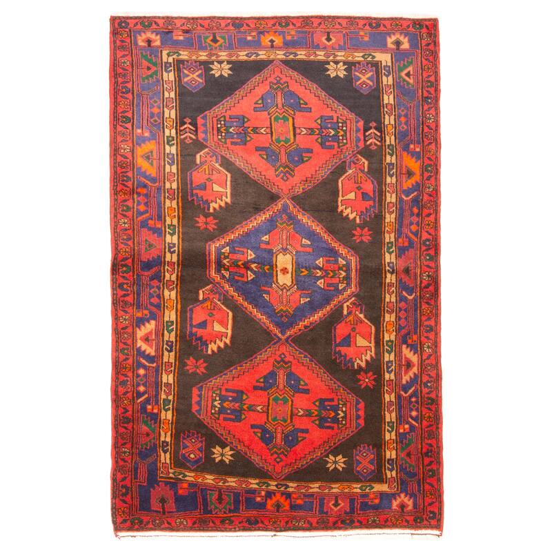ECARPETGALLERY Hand-knotted Konya Anatolian Black Wool Rug - 4'3 x 6'9