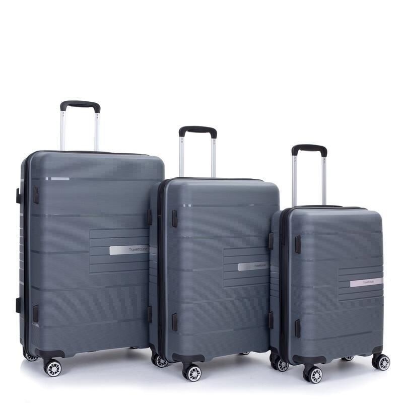 Double Spinner Wheels PP Luggage Sets Hardshell Suitcase with TSA Lock,3-Piece Set