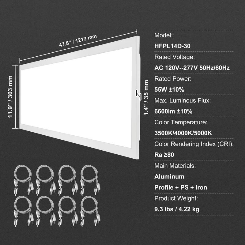 2 Pack LED Flat Panel Light, Surface Mount LED Drop Ceiling Light Fixture with Adjustable Color Temperature 3500K/4000K/5000K