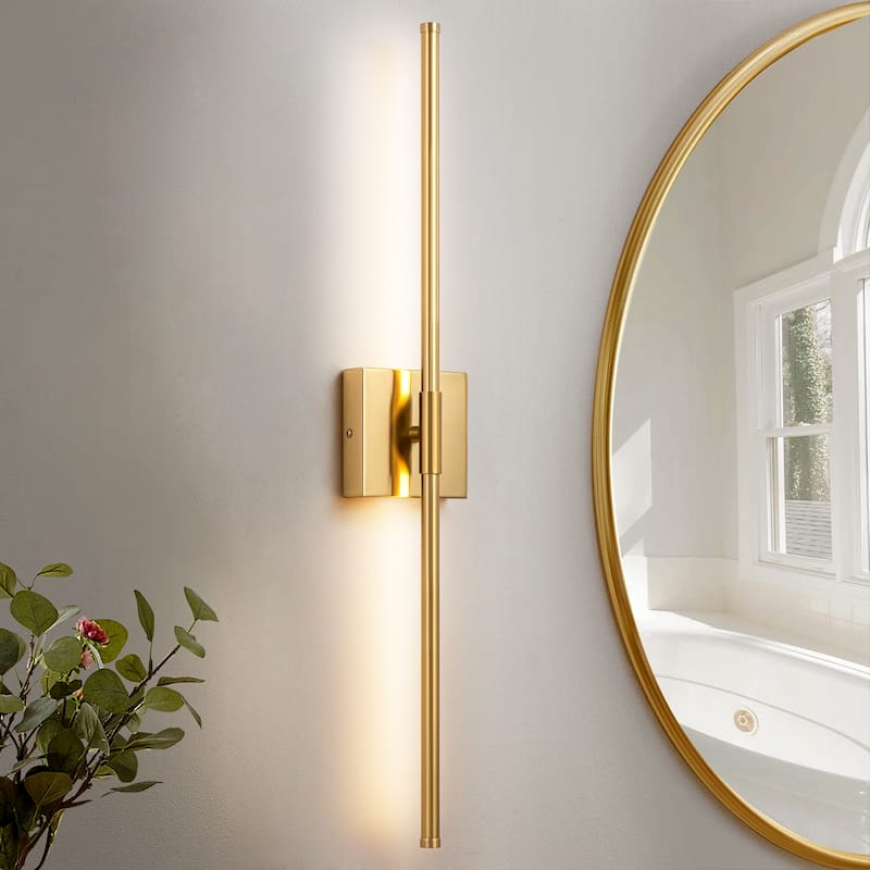 1-Light Modern Linear Aluminum Dimmable Integrated LED 3000K Warm Light Bathroom Vanity Lights for Mirror