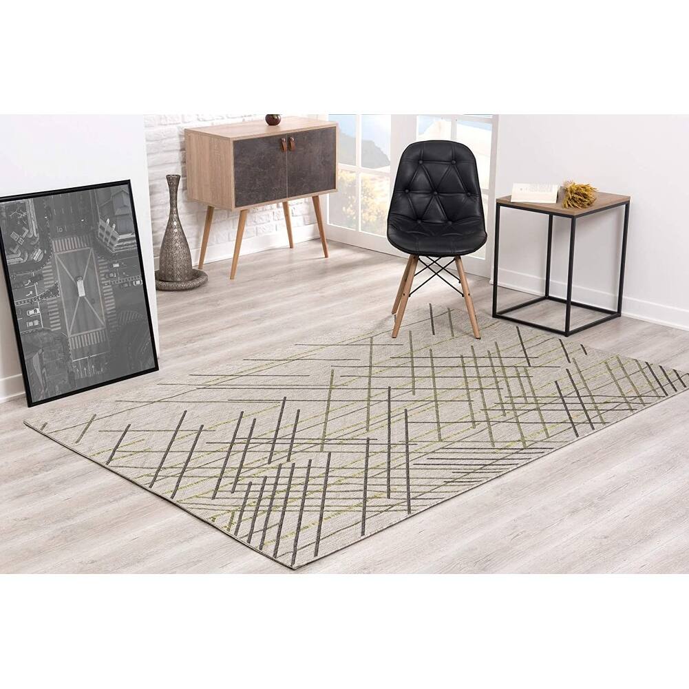 8' X 10' Sage Abstract Linework Area Rug - 3'6" Round