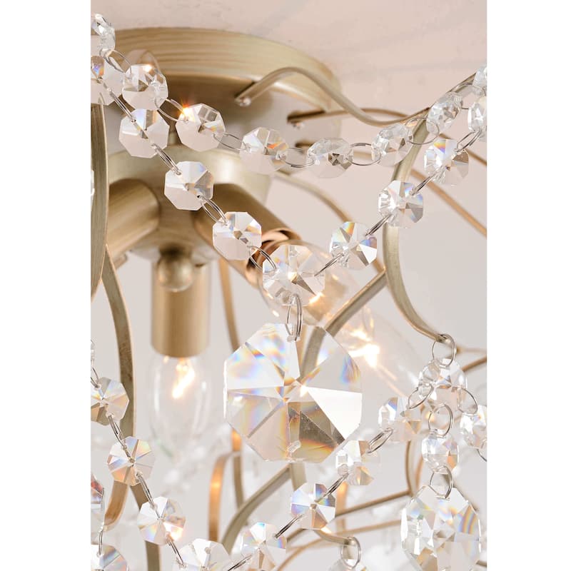 Dalia Brushed Silver-ish Champagne 5-Light Larger Crystal Flush Mount - 20 inches in diameter x 14 inches in height