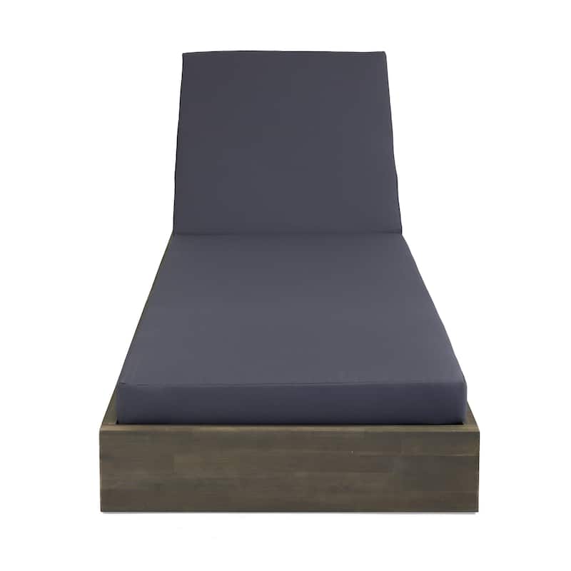 Ian Outdoor Acacia Wood Chaise Lounge with Cushion (Set of 4) by Christopher Knight Home