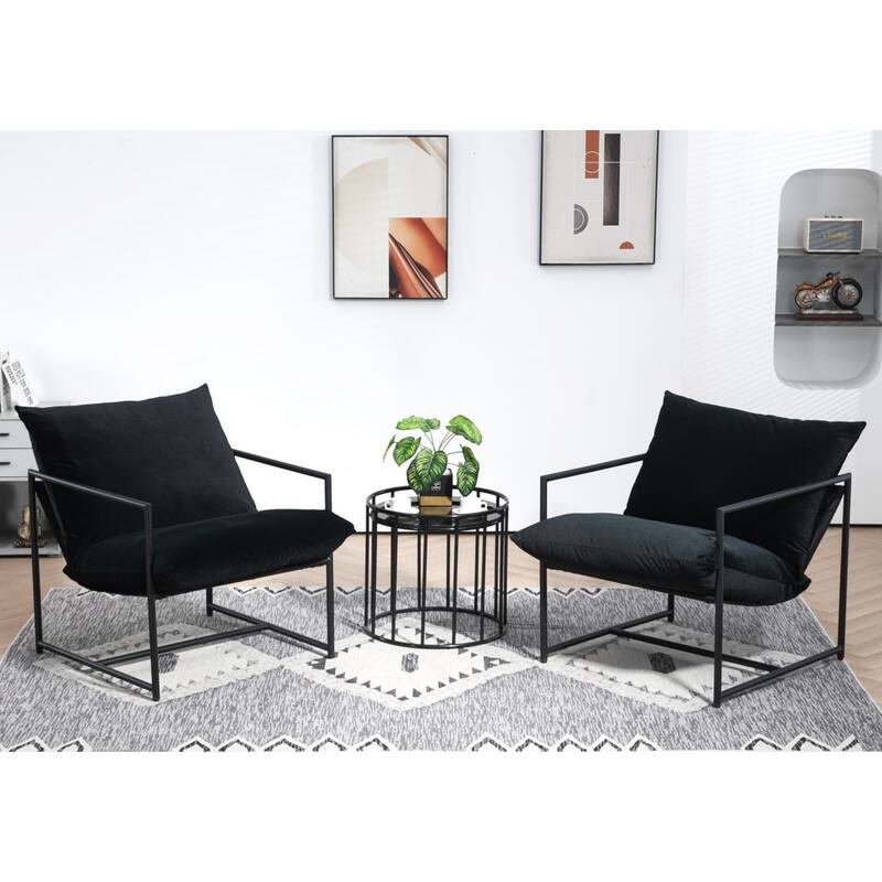 Modern Textured Velvet Sling Accent Chair