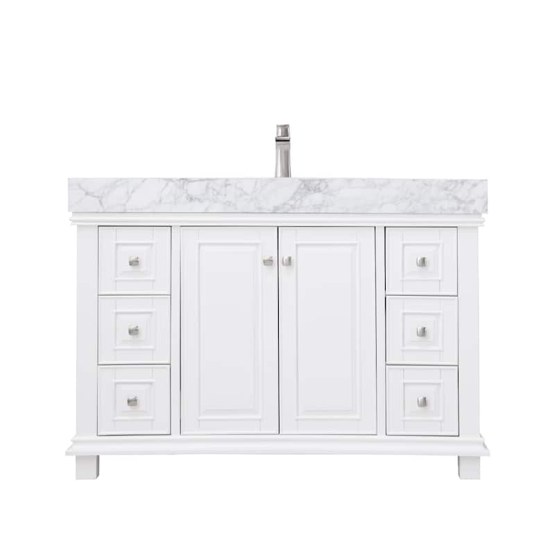 Altair Jardin Single Bathroom Vanity Set and Carrara White Countertop without Mirror