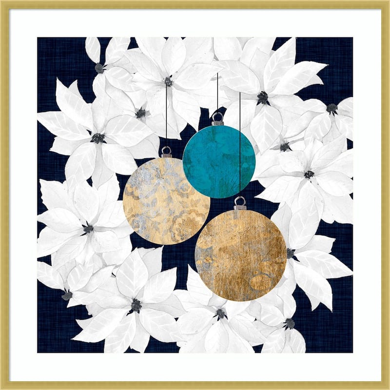 Blue Sophisticated Christmas III by Grace Popp Wood Framed Wall Art Print