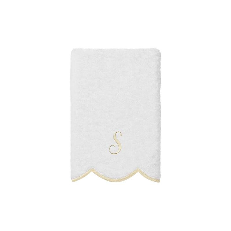 Authentic Hotel and Spa 100% Turkish Cotton Beige ADORNIA Scallop Personalized 3 Piece Towel Set - 3 Piece Set