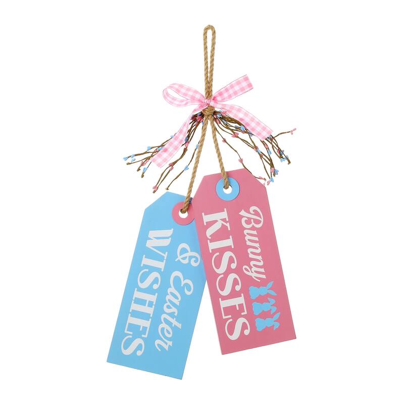Glitzhome 24"H Wooden Valentine's Day/Patriotic/Americana/Easter Doorknob Hanging Decor - Easter