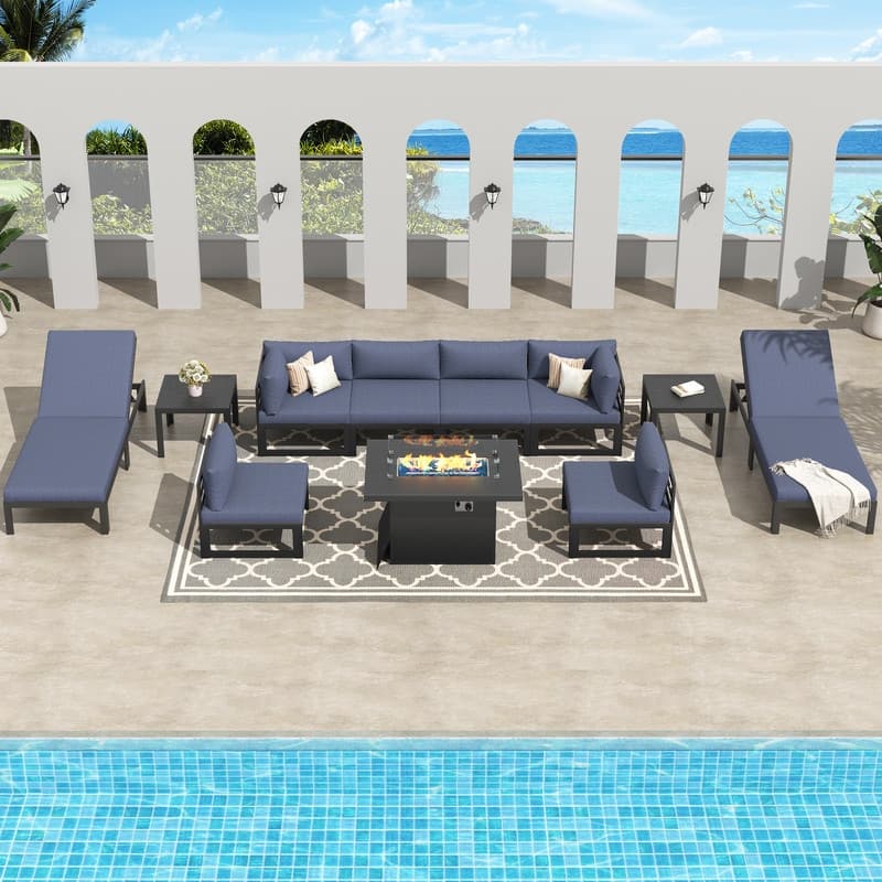 FINCATI Aluminum Outdoor Patio Furniture Conversation Sectional Sofa Set