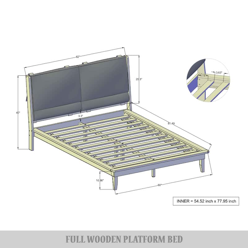 CraftPorch Mid-Century 4-pieces Wooden Bedroom Set
