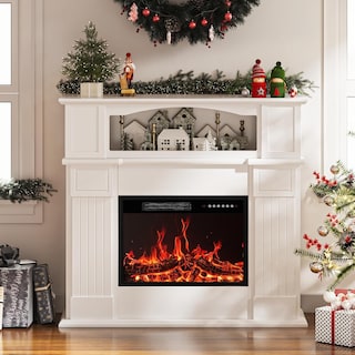 BOSSIN 43" Electric Fireplace with Mantel, 23 inch Electric Fireplace Insert,Freestanding TV Stand with Fireplace Wooden Firebox