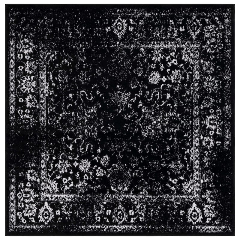 SAFAVIEH Adirondack Riin Rustic Shabby Chic Distressed Rug - 6' Square - Black/Ivory