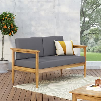Magnolia Outdoor Acacia Wood Loveseat by Christopher Knight Home - 52.75" W x 27.00" D x 25.50" H