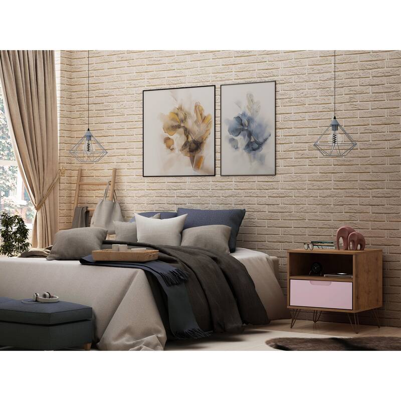 Carson Carrington Bandene Mid-century Modern 1-drawer Wood Nightstand - Nature and Rose Pink