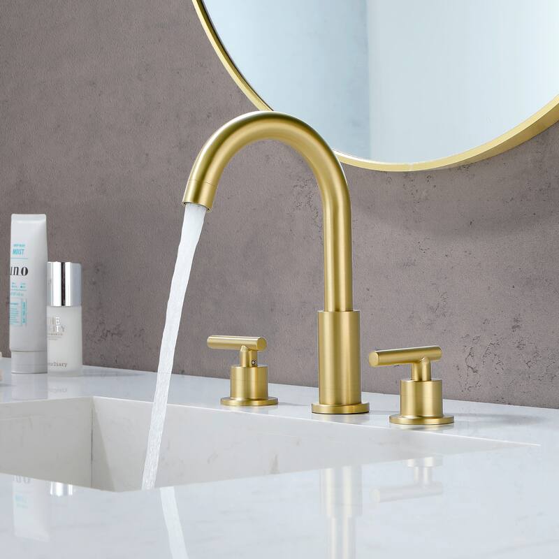 Widespread Bathroom Sink Faucet With Drain Assembly 3 Holes 8 Inch Bathroom Faucets Two Handle Modern Lavatory Basin Vanity Taps